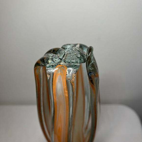 Arklahoma Co Art Glass Vase aka Sooner Ozark White Orange Swirl. VINTAGE 17” - Picture 8 of 11